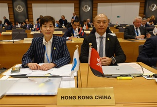 Hong Kong Customs, in the name of Hong Kong, China, was elected yesterday (June 29) as the Vice-Chairperson for the Asia/Pacific region of the World Customs Organization (WCO) (2024-26). Photo shows the Commissioner of Customs and Excise, Ms Louise Ho (left), and the Assistant Commissioner (Special Duties) of Customs and Excise, Mr Li Kin-kei (right), attending the 143rd/144th Sessions of the Customs Co-operation Council of the WCO in Brussels.