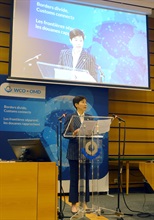 The Commissioner of Customs and Excise, Ms Louise Ho, delivers her remarks during the handover ceremony of the Vice-Chairpersonship for the Asia/Pacific region of the World Customs Organization.