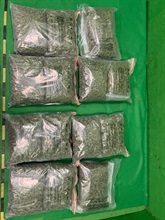 Hong Kong Customs yesterday (September 27) seized about 14 kilograms of suspected cannabis buds with an estimated market value of about $3.8 million in Hong Kong International Airport. Photo shows the suspected cannabis buds seized.