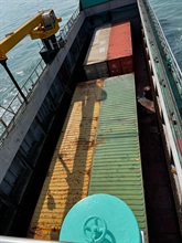 Hong Kong Customs stepped up enforcement to combat illicit cigarette smuggling activities by sea over the past week and detected two related cases involving seaborne containers. A total of about 53 million suspected illicit cigarettes with an estimated market value of about $240 million and a duty potential of about $170 million were seized. Photo shows four containers containing suspected illicit cigarettes involved in the second case.